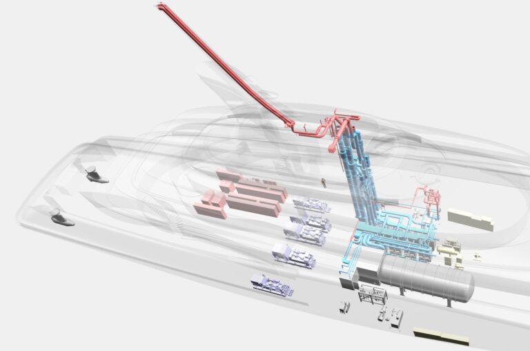 Schematic of Feadships liquid hydrogen fuel cells yacht